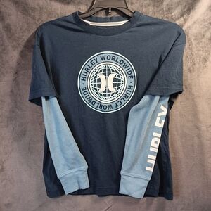 Hurley Boys Navy Blue Long Sleeve Shirt Size M